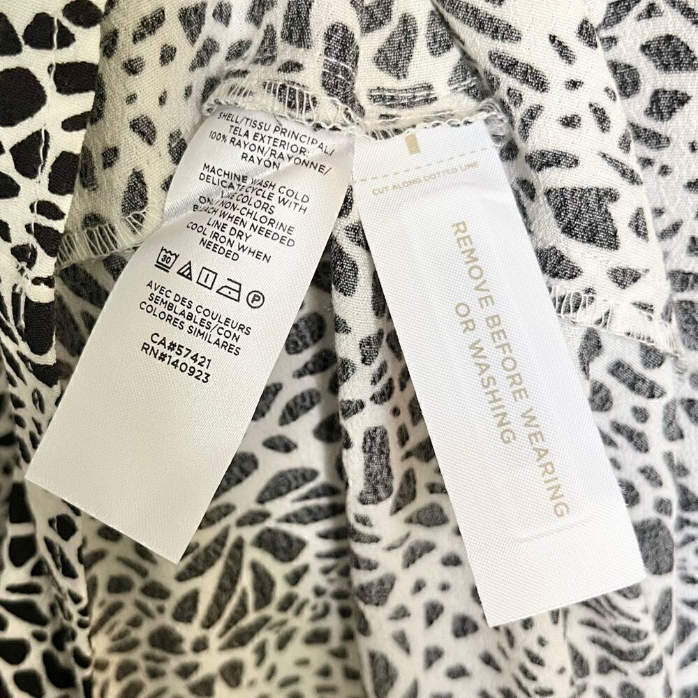 NWT Loft‎ Tiered Midi Dress in Black and White Animal Print Size XS Petite - Picture 8 of 9